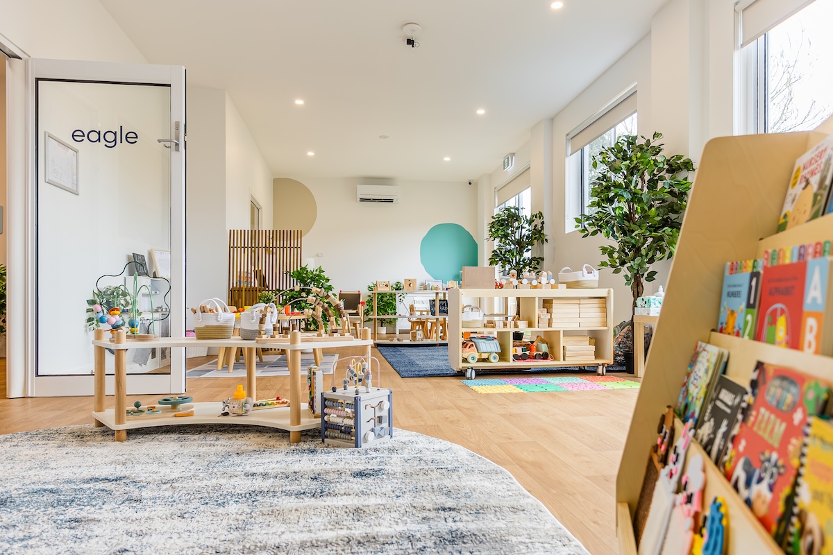 Nursery school learning environment designed to invite play and exploration