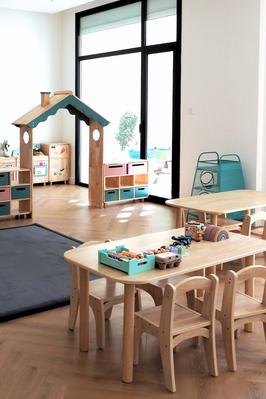 Child-scale learning zone with natural materials in a FinlandWay® modern learning environment